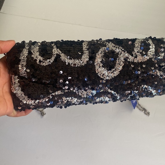 Black and Silver Sequins Clutch 10.5”X4.5” - Picture 1 of 9
